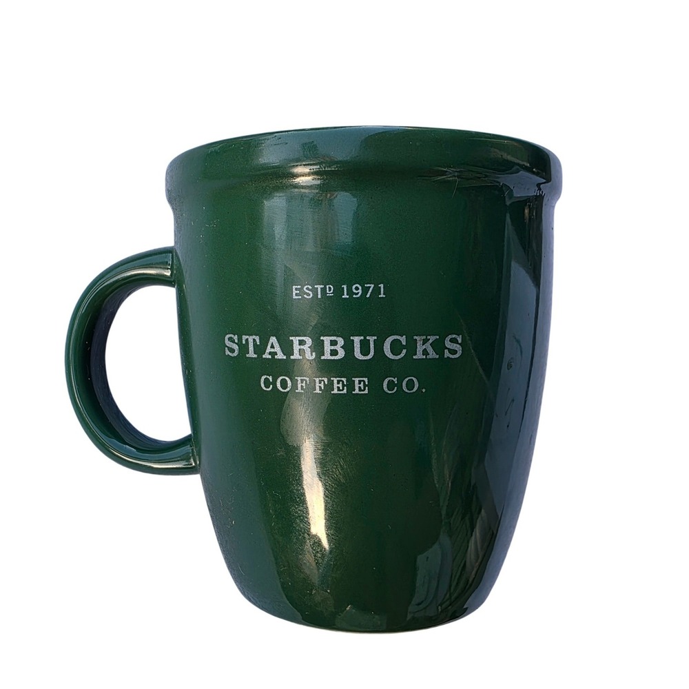 Starbucks Barista 2001 Forest Green Ceramic Coffee Mug 16oz Estd 1971 Logo E2